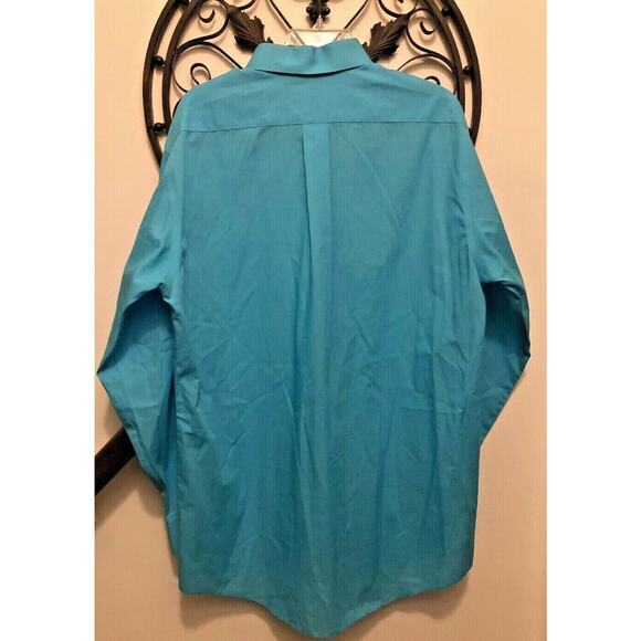 16 1/2 34-35 Stafford Blue Cotton Blend Broadcloth Reg Fit Button Down Shirt - Picture 8 of 8